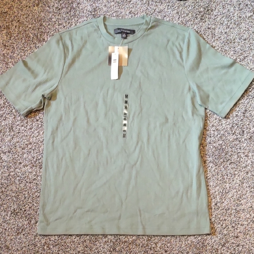 Men's Croft And Barrow Ribbed Crew Neck Green T-Shirt Sz M NWT